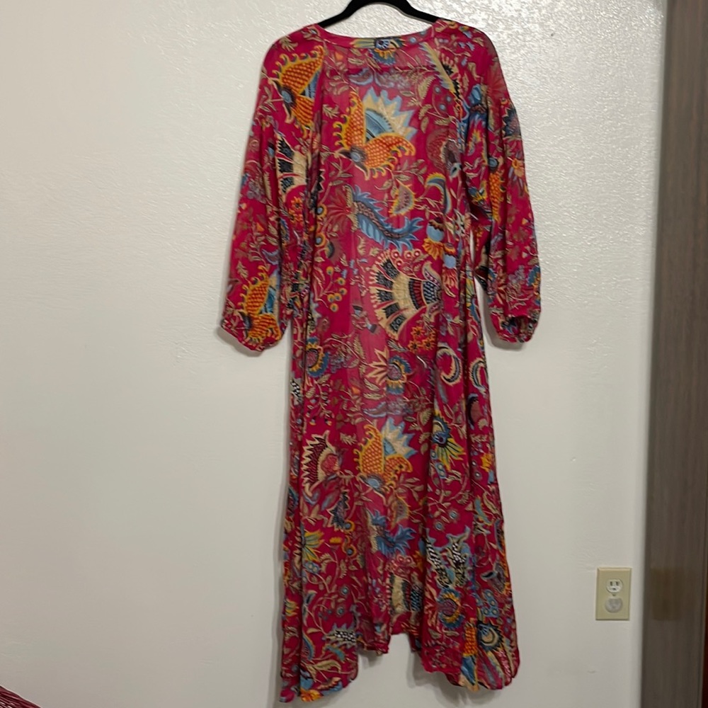 RAJ bohemian print open front swimsuit coverup, duster, kimono. 100% cot…